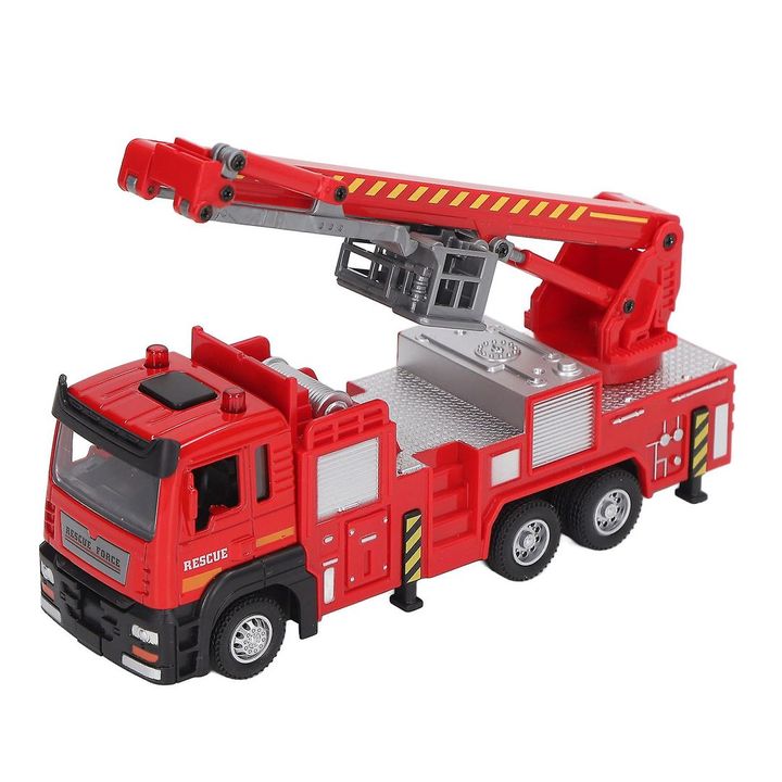Đồ chơi mô hình xe cứu hỏa có thang tỷ lệ 1:32 chạy cót có đèn và âm thanh