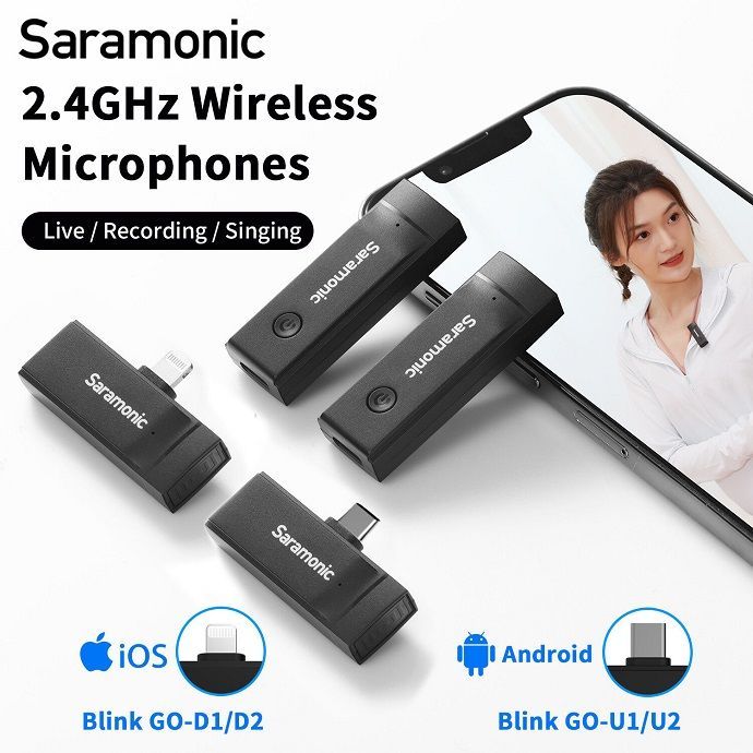 Micro thu âm cho điện thoại Saramonic Blink Go-D1 Kit (TX + RXDi) cổng Lightning 1 Phát + 1 Thu