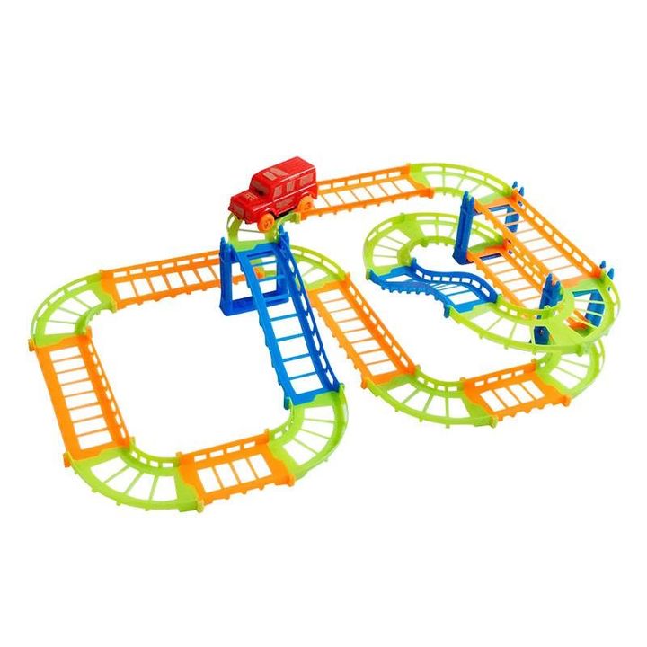 Bộ đồ chơi DIY lắp ráp đường ray ô tô đua tốc độ màu sắc 92 chi tiết