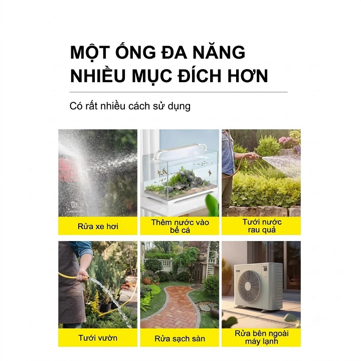 Bộ Vòi Xịt Tăng Áp Kèm Dây 10m Có 3 Chế Độ Xịt Rửa Xe Tưới Cây
