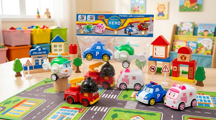 Bộ 4 xe mô hình biệt đội cứu hộ Robocar Poli