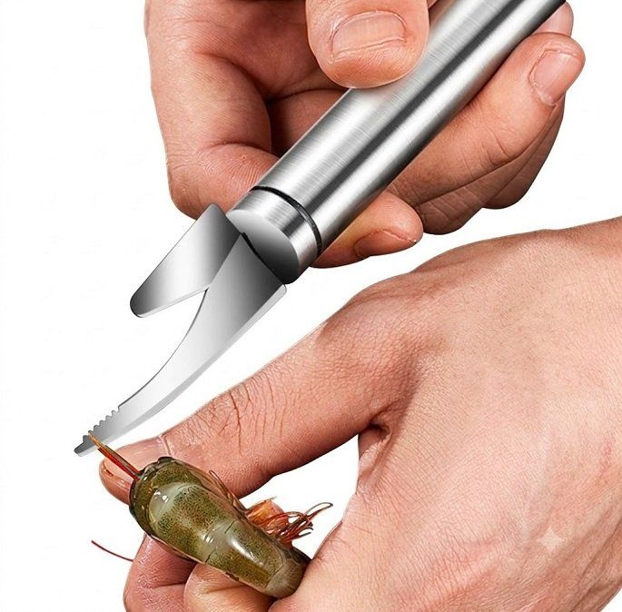 Dụng cụ tách vỏ và lấy chỉ tôm 2 đầu chất liệu thép không gỉ