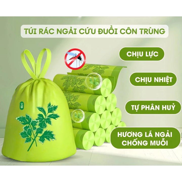 Túi đựng rác dây rút ngải cứu 200g