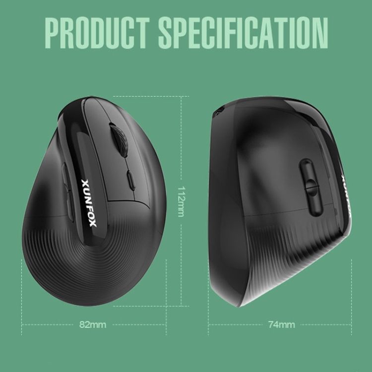 Chuột XUNFOX H5 Kiểu Dáng Công Thái Học - Màu Đen