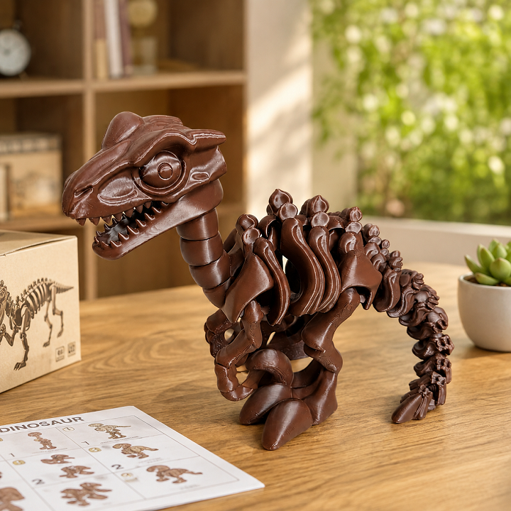 Đồ chơi mô hình xương khủng long bằng nhựa nhựa in 3d - Nâu