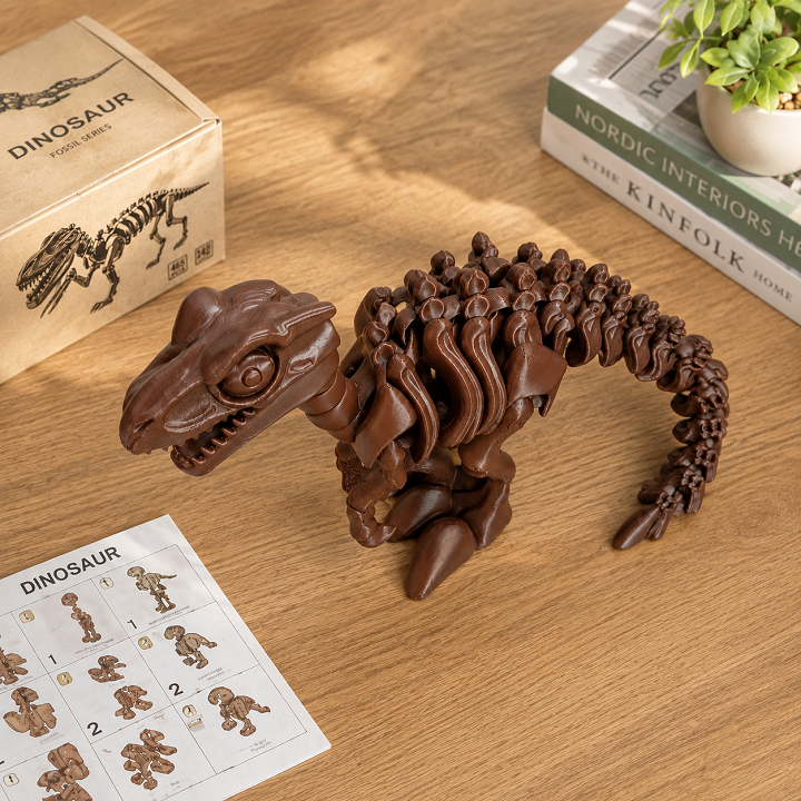 Đồ chơi mô hình xương khủng long bằng nhựa nhựa in 3d - Nâu