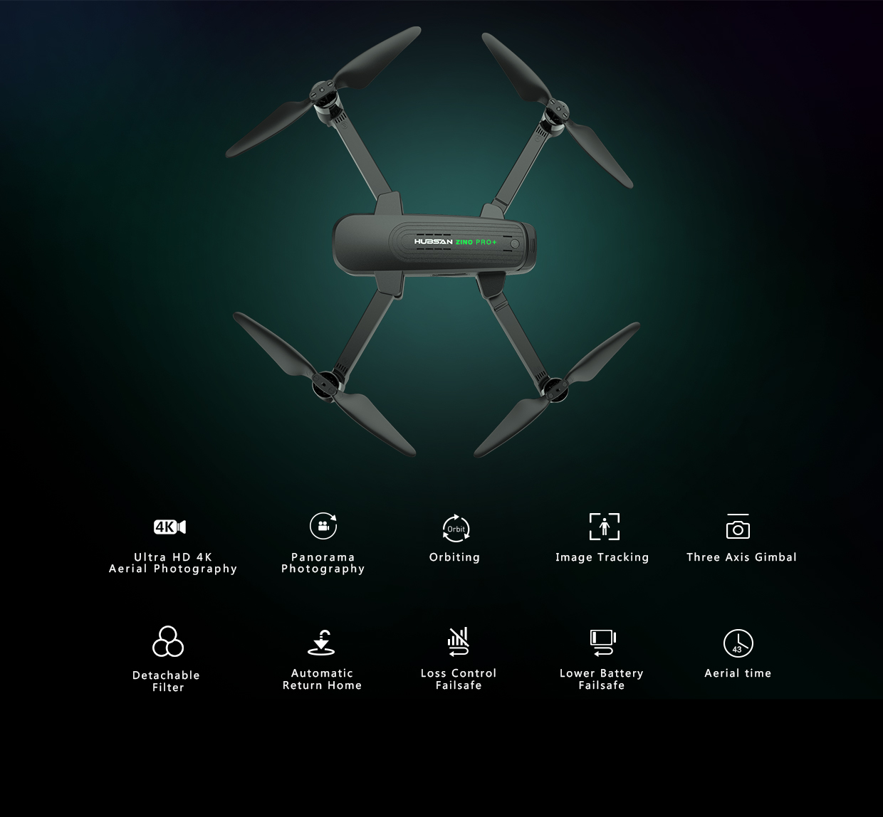 Flycam Hubsan Zino Pro Plus Combo 3 Pin và Balo