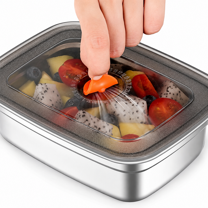 Hộp Đựng Thực Phẩm Inox 304 1200ml 122g Đựng Đồ Ăn Để Tủ Lạnh Kèm Nắp Đậy
