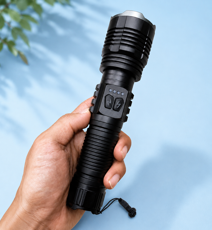 Đèn Pin Cao Cấp G64 Với 2 Màu Sáng Trắng Vàng Có 5 Chế Độ Sáng