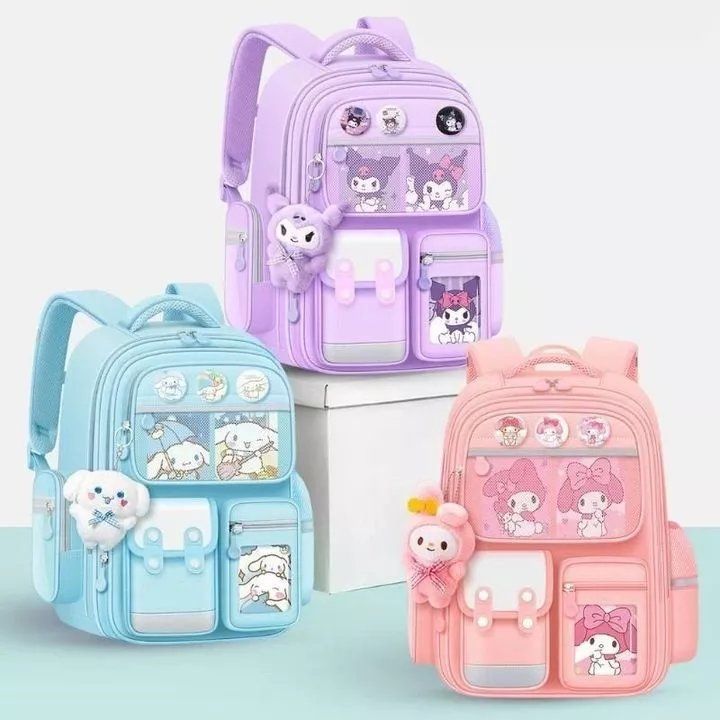 Balo Đi Học Hình Kuromi 3D Bảo Vệ Cột Sống Nhiều Ngăn Tiện Lợi