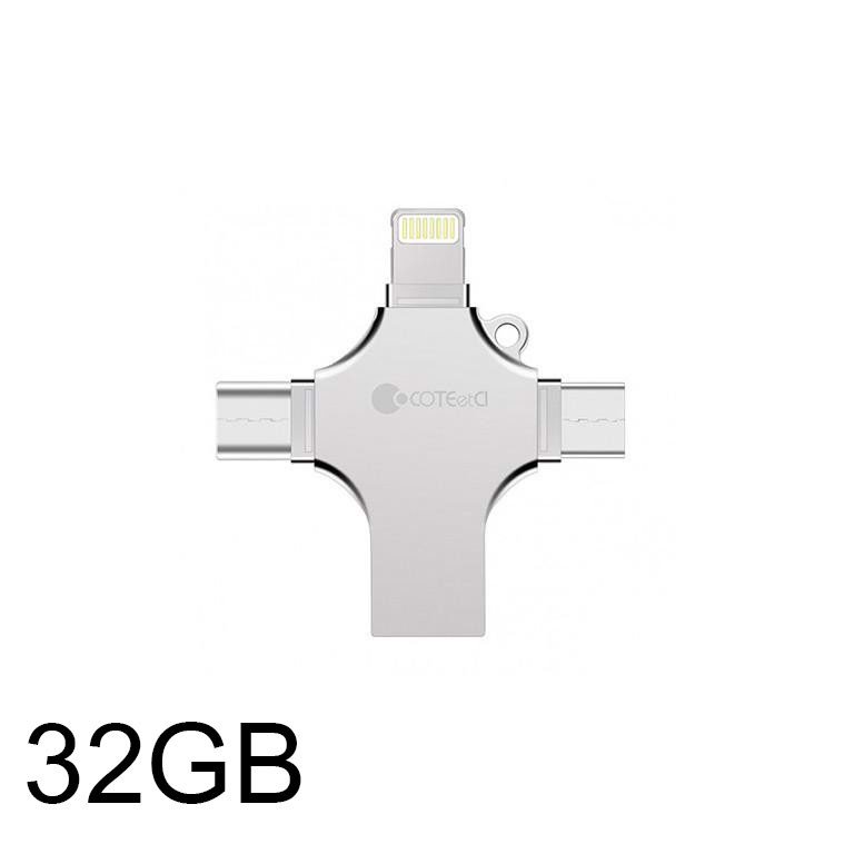 Flashdrive USB 2.0 nhôm đa năng 4 trong 1 Conteetci (Micro USB, Type C, Lightning)