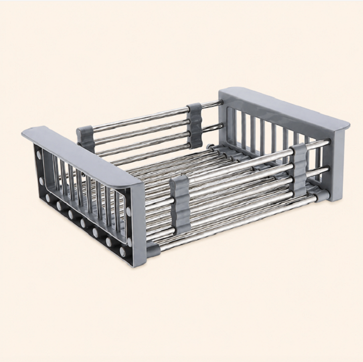 Kệ inox gác bồn rửa chén đa năng - rổ úp cho chậu rửa bát