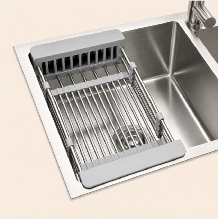 Kệ inox gác bồn rửa chén đa năng - rổ úp cho chậu rửa bát