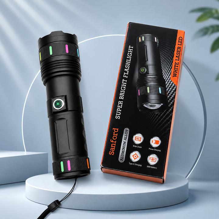 Đèn Pin Led TH701 Với 3 Chế Độ Sáng, Có Đèn Màu Hỗ Trợ Trang Trí