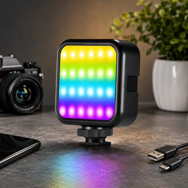 Đèn LED Trợ Sáng W017 RGB Sạc Pin 5W Mini Livestream Chụp Ảnh CRI96