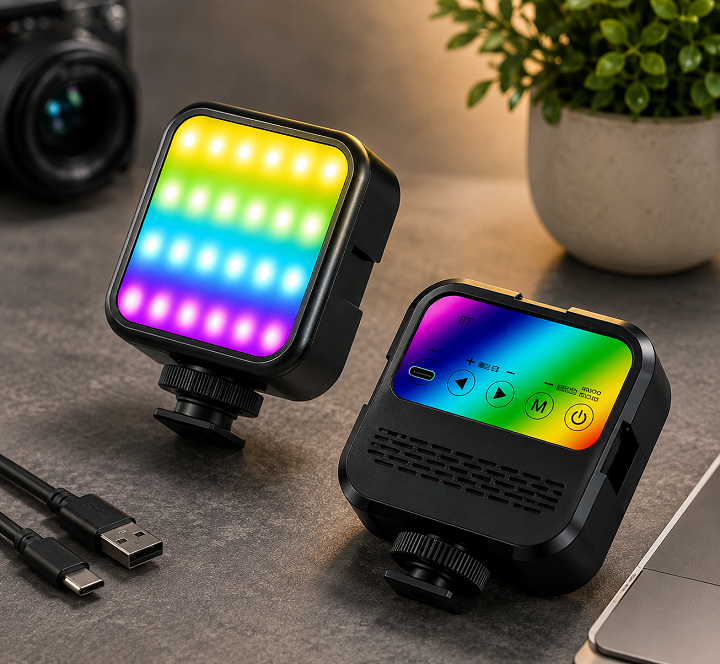 Đèn LED Trợ Sáng W017 RGB Sạc Pin 5W Mini Livestream Chụp Ảnh CRI96