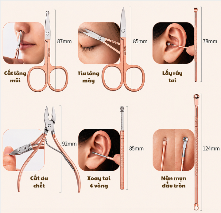 Bộ dụng cụ bấm móng, cắt tỉa móng, làm đẹp 18 chi tiết, cao cấp bằng thép không gỉ nhỏ gọn