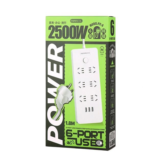 Ổ cắm điện PC - 6 có công tắc và 3 cổng USB tiện lợi