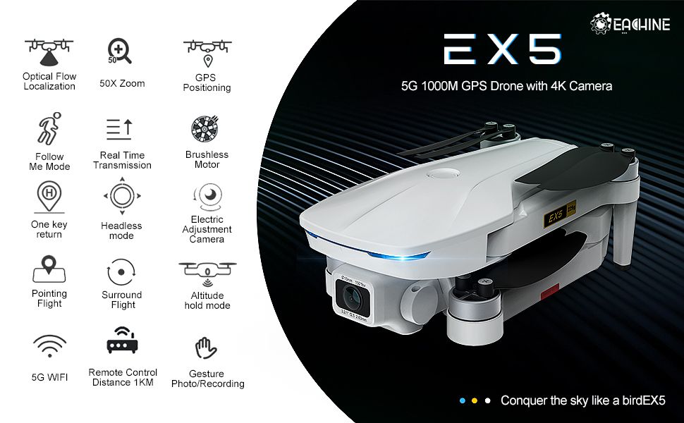 Flycam Eachine EX5 4K HD Camera 5G Wifi 1KM