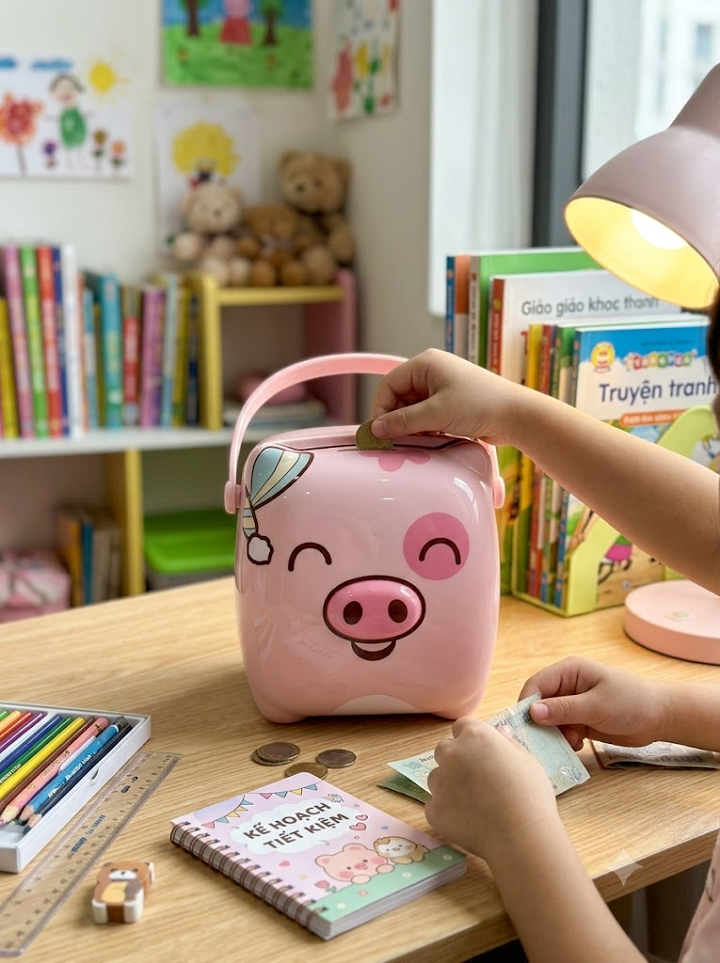 Két sắt mini hình Heo - Hồng
