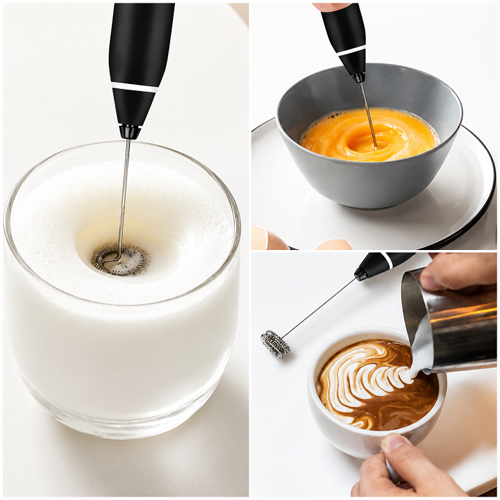 Máy Đánh Bọt Cà Phê, Đồ Uống, Trứng Kích Thước Mini Wisk Dùng Pin