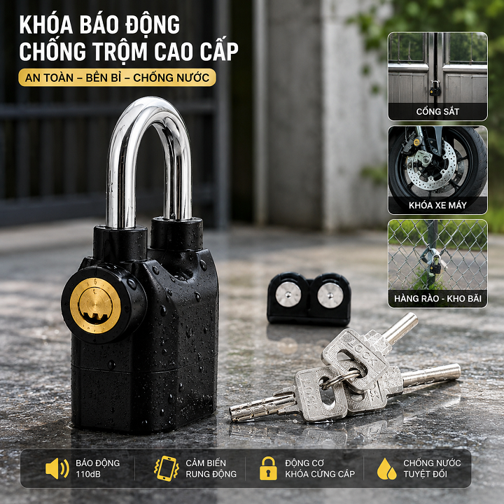 Ổ khóa cửa chống chộm Alarm Lock 70mm