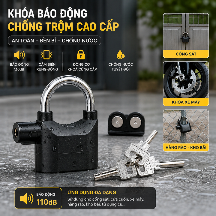 Ổ khóa cửa chống chộm Alarm Lock 70mm