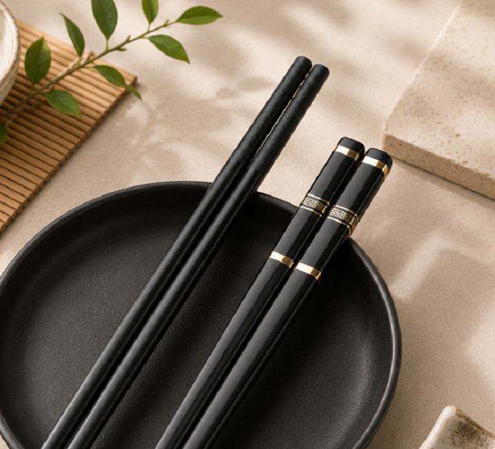 Vỉ 10 đôi đũa 3 sọc mạ vàng - Nhựa cao cấp kháng khuẩn, chống nấm mốc, chịu nhiệt tốt