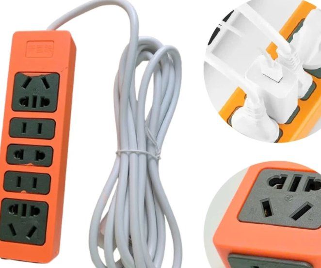Ổ cắm điện màu cam KD8 ( 6 ổ cắm - dây trắng 2 chấu) dây dài 2,65m
