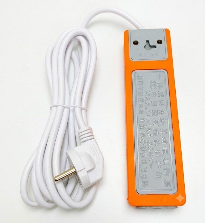 Ổ cắm điện màu cam KD8 ( 6 ổ cắm - dây trắng 2 chấu) dây dài 2,65m