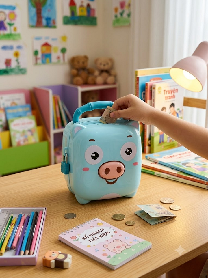 Két sắt mini hình Heo - Xanh