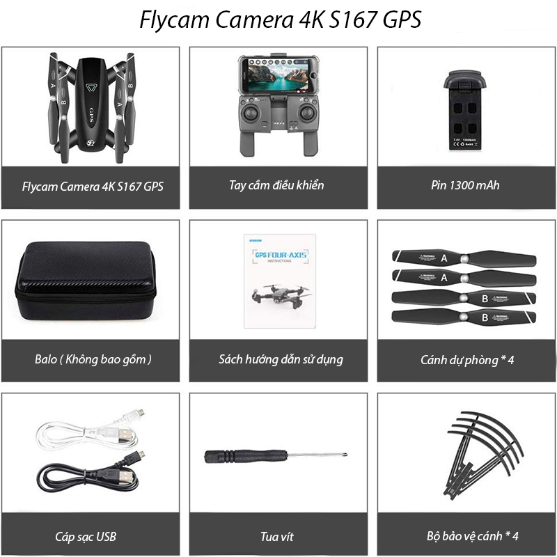 Flycam Camera 4K S167 GPS