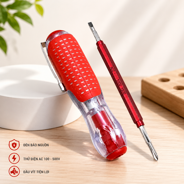Bút thử điện Điện Quang ĐQ ETP03 R ( 2 đầu vít, dài 16 cm, màu đỏ )