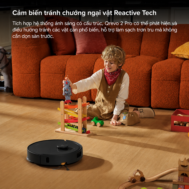Robot hút bụi Roborock Qrevo 2 Pro, Lực hút 25.000 Pa - Đen