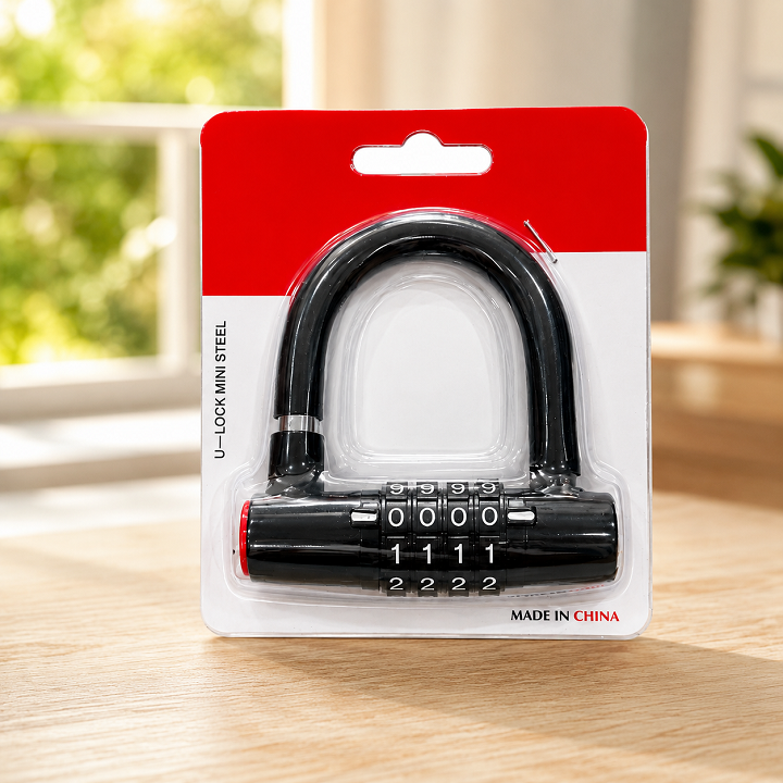 Ổ khóa Xe Máy, Xe Đạp, Đa năng chống chộm 4 số CHỮ U 245G Gọng ngắn Kích Thước 9x8.5cm