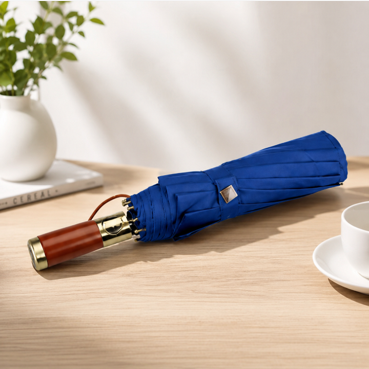 Dù Ô Tự Động Dày Dặn Cao Cấp 10 Nan 3 Thanh Dọc Gấp Gọn Đường Kính 105 cm - Xanh