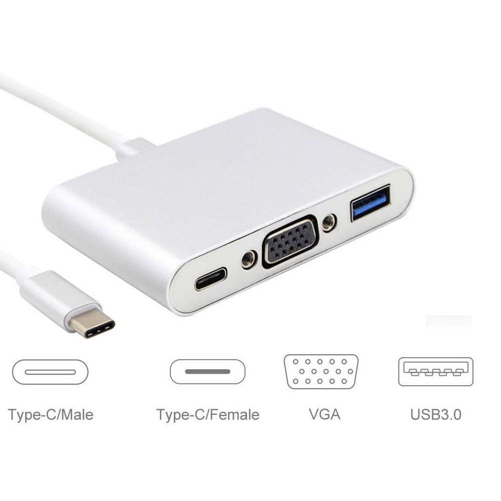 Cáp chuyển đổi Type - C ra các đầu USB 3.0, VGA và Type - C
