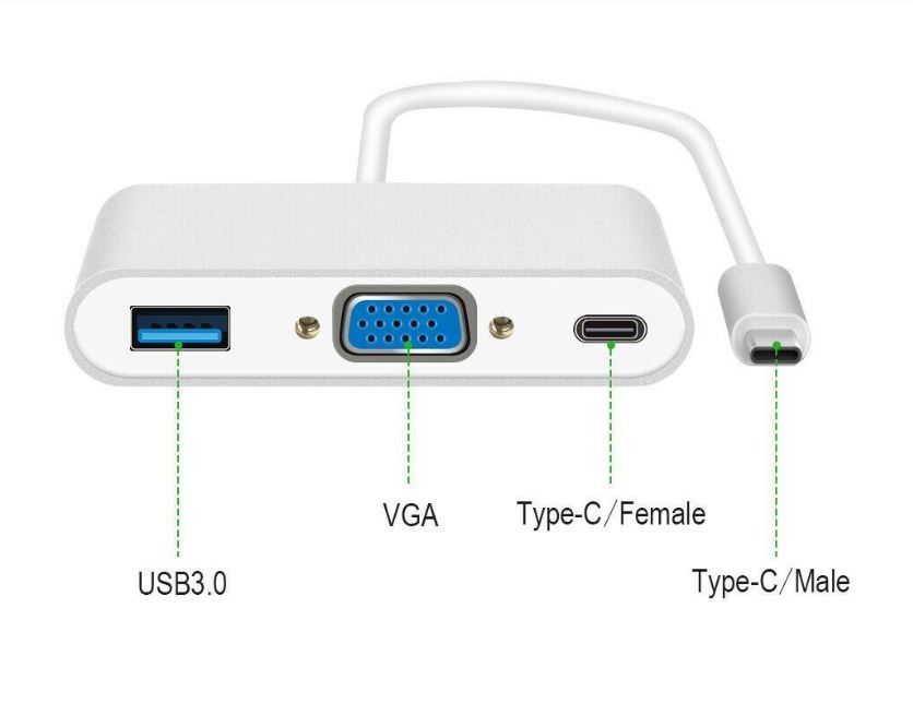 Cáp chuyển đổi Type - C ra các đầu USB 3.0, VGA và Type - C