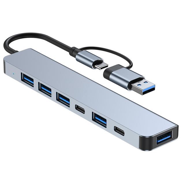 Hub chuyển USB/Type - C ra 5 cổng USB + 2 cổng Type - C