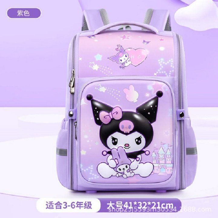 Balo 3D hình Kuromi đệm vai mềm chống thấm nước cho bé gái tiêu học