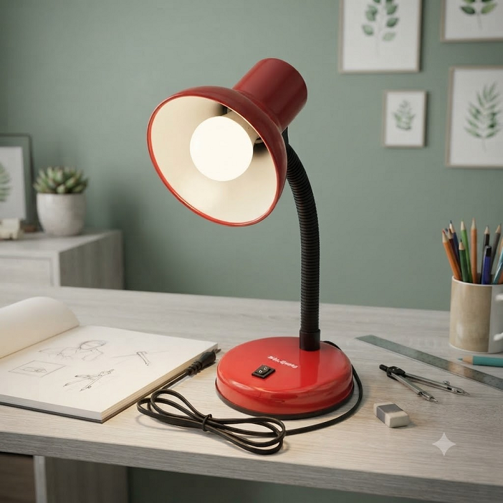 Đèn bàn chống cận Điện Quang ĐQ DKL03 (Cắm điện trực tiếp, ánh sáng Daylight, màu đỏ đen)