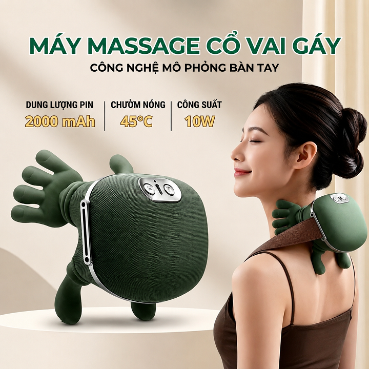 Máy Massage Cổ Vai Gáy N7 Hình Rùa Thiết Kế Ôm Sát, Hiệu Quả Cao