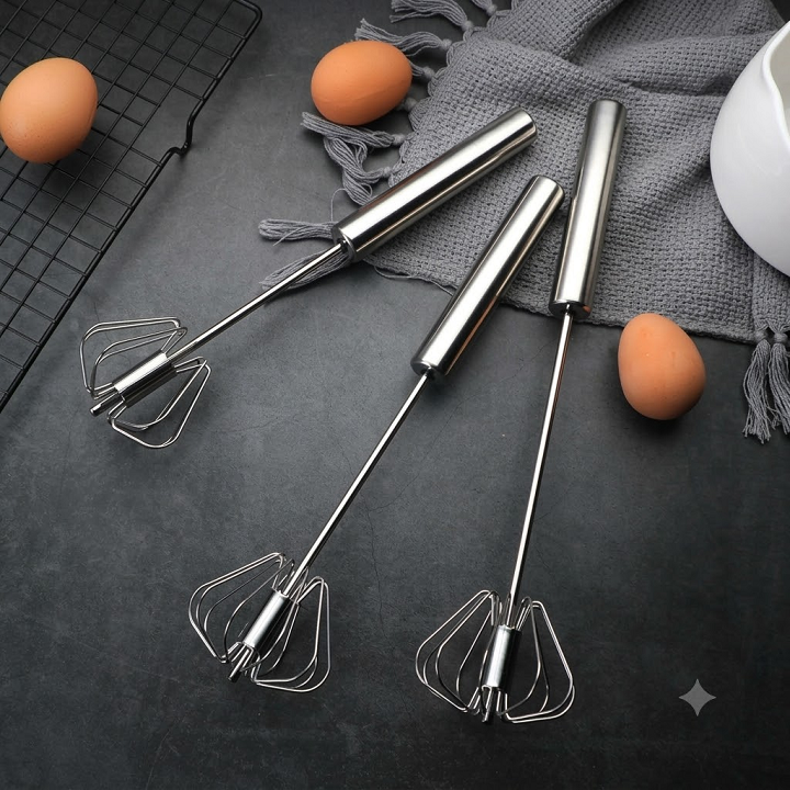 Cây đánh trứng, đánh bọt cafe bằng tay có trục tư xoay, bằng Inox