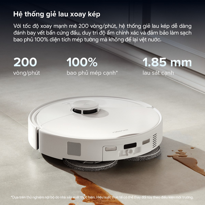 Robot hút bụi Roborock Qrevo 2 Pro, Lực hút 25.000 Pa - Trắng