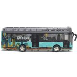 Mô hình xe buýt đồ chơi 2 tầng mui trần City Bus chạy trớn có đèn và nhạc