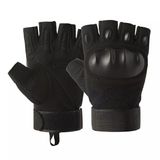 Găng tay hở nửa ngón có gù bảo vệ size L, đi xe máy chống trơn trượt - Màu đen