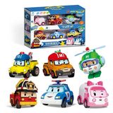 Bộ đồ chơi 6 xe biệt đội Robocar Poli chạy trớn bằng nhựa chất lượng dành cho bé