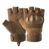 Găng tay thiết kế hở nửa ngón, có gù bảo vệ, đi xe máy chống trơn trượt size L - Nâu
