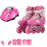 Bộ giày trượt patin bánh có 1 đèn led kèm phụ kiện size M 35-38 - Màu Hồng