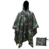Áo mưa Poncho vải Polyester PVC họa tiết rằn ri có khóa kéo ở cổ 3in1 đa năng 210*140 cm